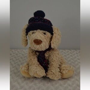 Gentle Treasures Puppy Dog Plush Stuffed Animal Toy Tan Wearing Hat Scarf GT